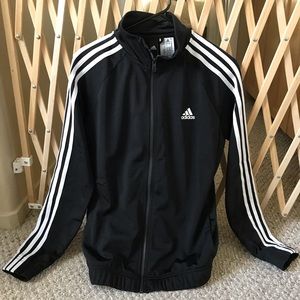 Adidas black and white track jacket